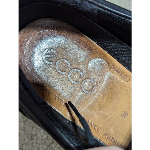 Ecco Men's Black Solid Leather Square Toe Tie Closure Oxford Shoe Size 11.5 - Picture 8 of 9